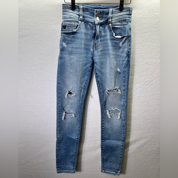 KanCan Skinny Double Button Jeans Womens 1/24 Blue Denim Stretch Cute Chic 2160 - Picture 1 of 10